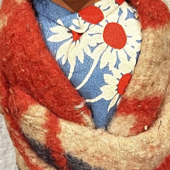 Vintage 40s Skookum Bully Good Indian Man Doll 10" Native American Foot Sticker - Picture 4 of 10